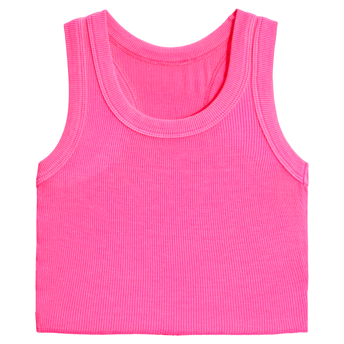 Azalea Pink Ribbed Tank Top