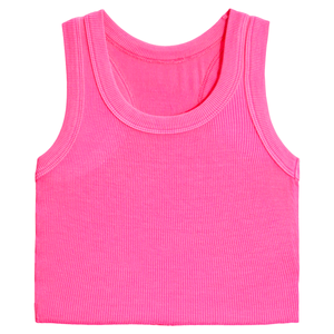 Azalea Pink Ribbed Tank Top