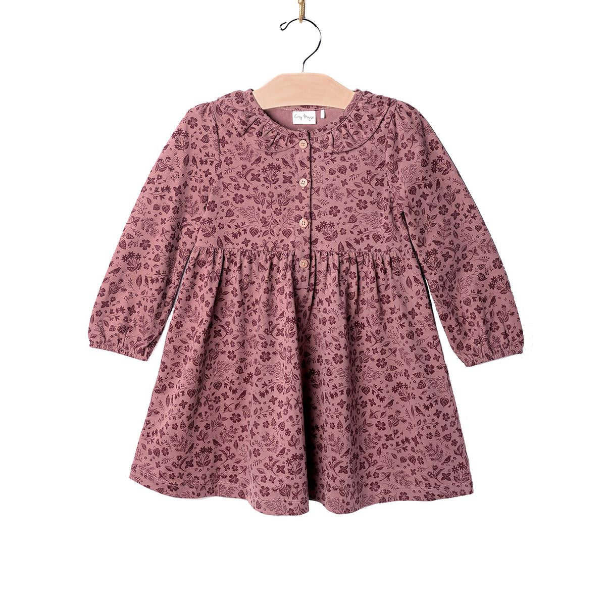 Plum Birds Collar Dress