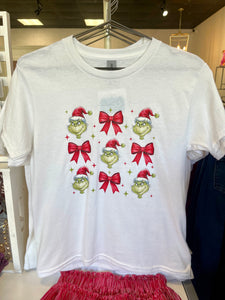 Grinch Coquette Christmas Tee