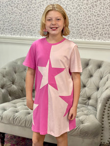 Pink Colorblock Star Dress