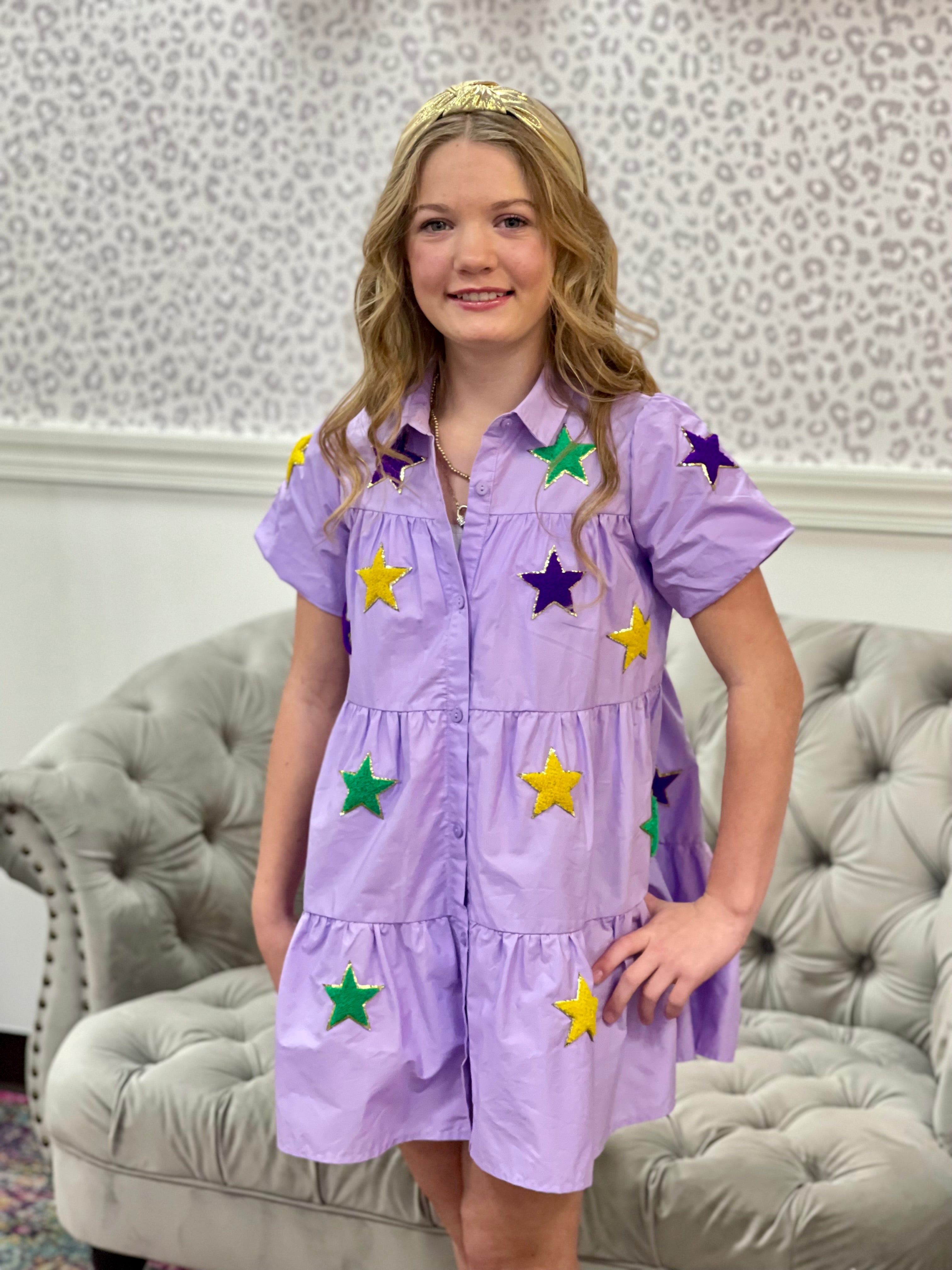 Mardi Gras Chenille Star Dress