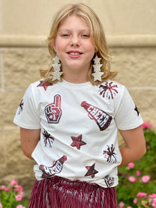 Belle Cher Maroon Cheer Shirt