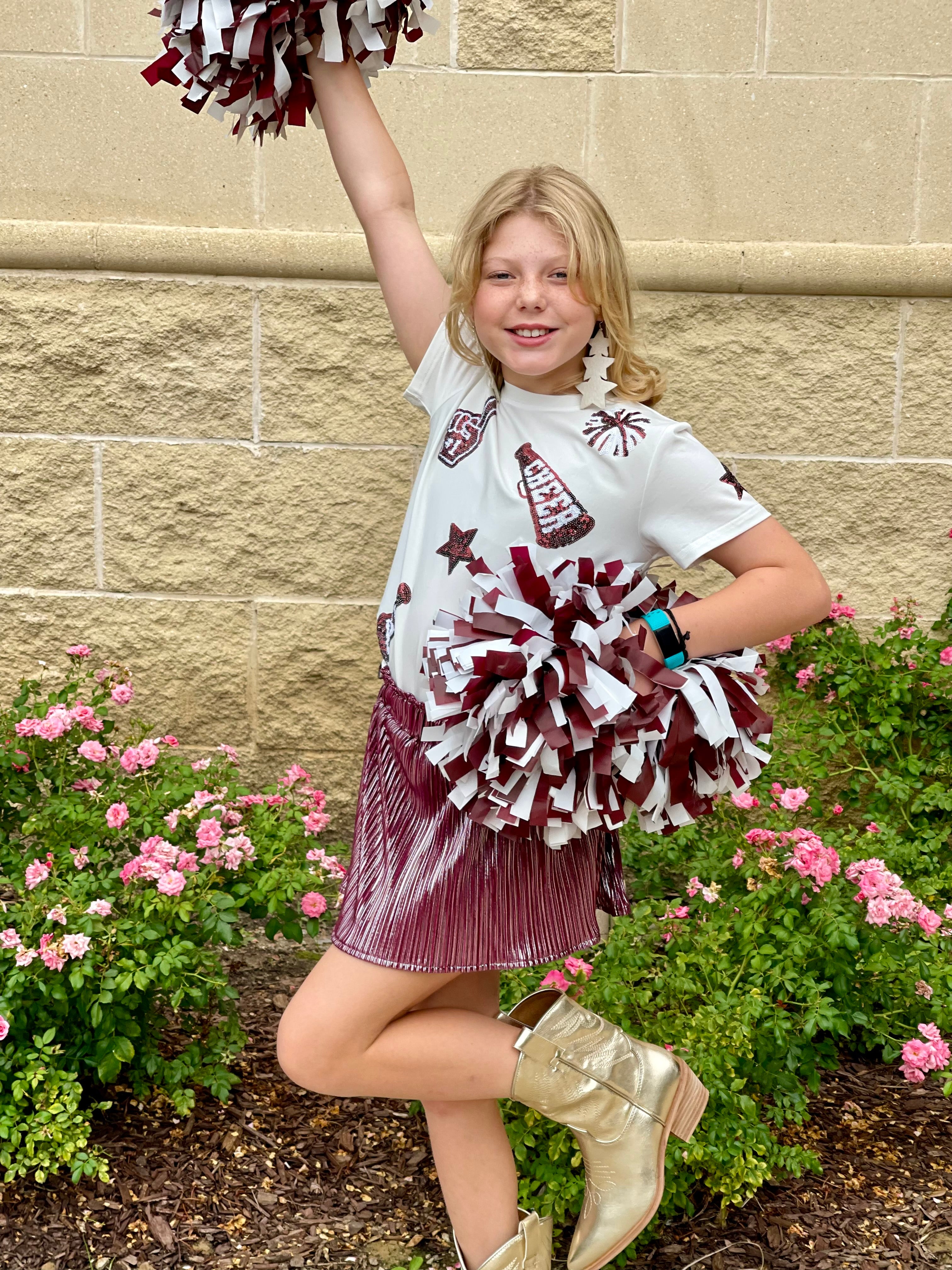 Belle Cher Maroon Cheer Shirt