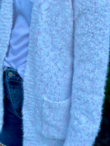 White/Pink Popcorn Cardigan