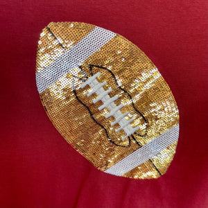 Queen of Sparkles Maroon Gold Sequin Football Tee