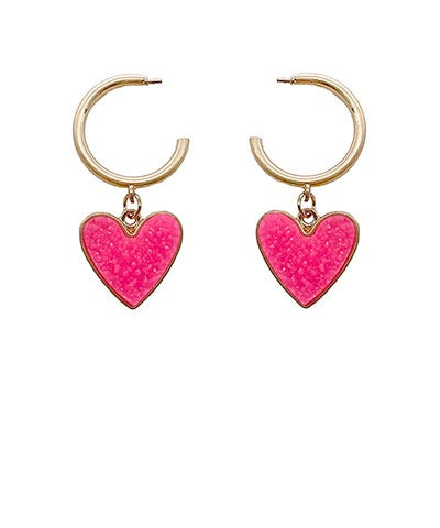 Druzy Heart Hoops