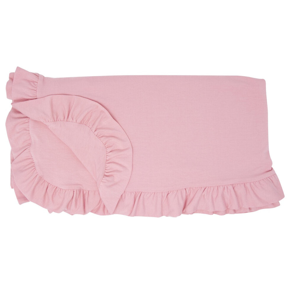 Sweet Bamboo Pink Suede Ruffle Blanket