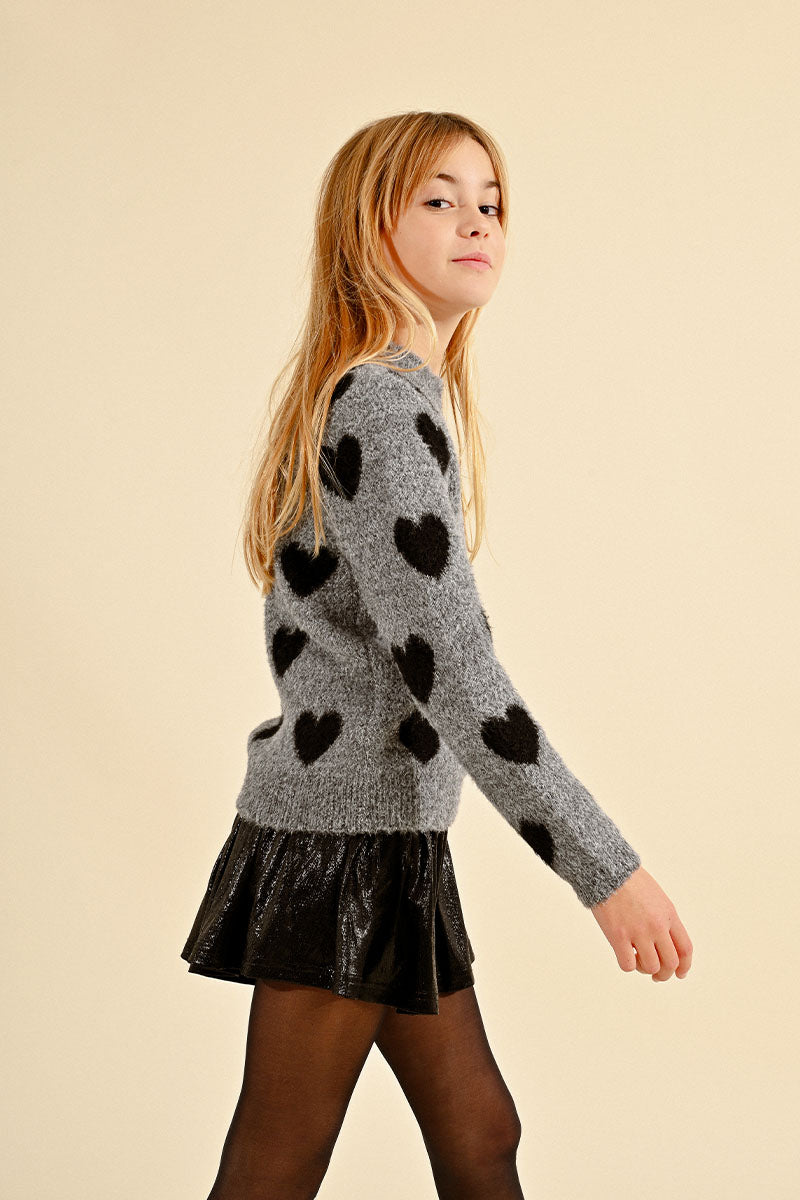 Ash Grey Hearts Sweater