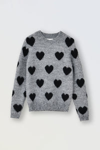 Ash Grey Hearts Sweater