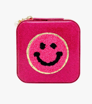 Hot Pink Happy Face Jewelry Box