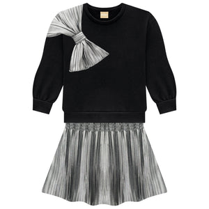 Milon Black Silver Bow Skirt Set