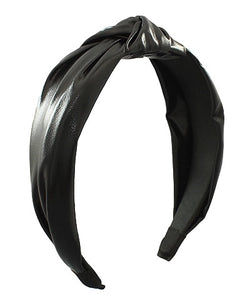 Black Knotted Leather Headband