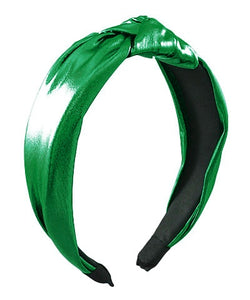 Green Knotted Leather Headband