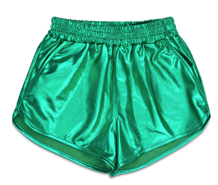 Green Metallic Shorts